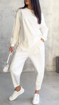 Crew neck irregular sweatshirt set