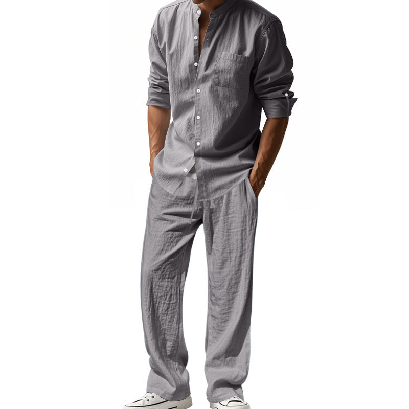 All-season linen men's casual loose breathable beach suit