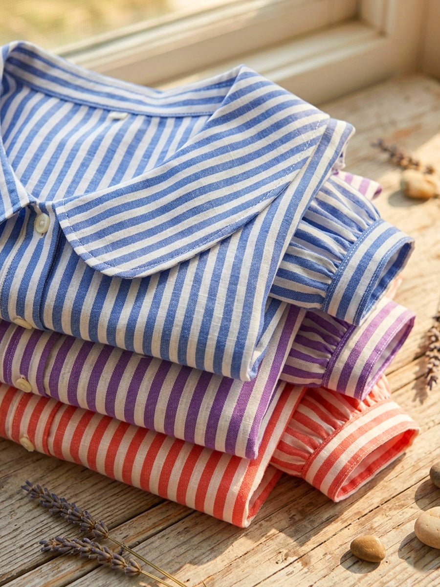 New Arrival 🔥 Women's Retro Striped Cotton Linen Shirt