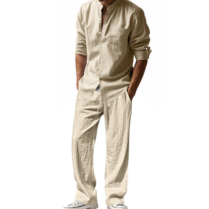 All-season linen men's casual loose breathable beach suit
