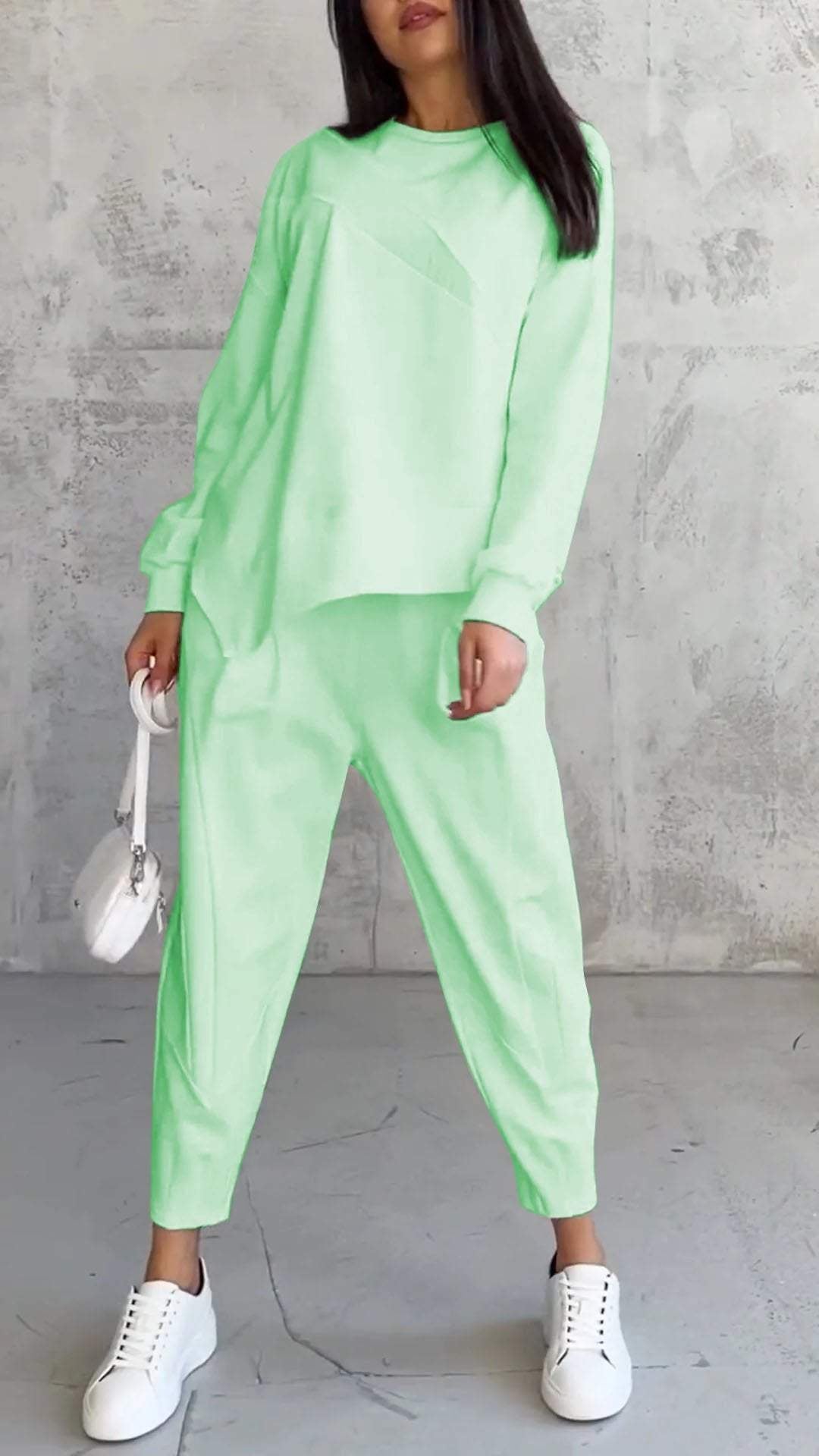 Crew neck irregular sweatshirt set
