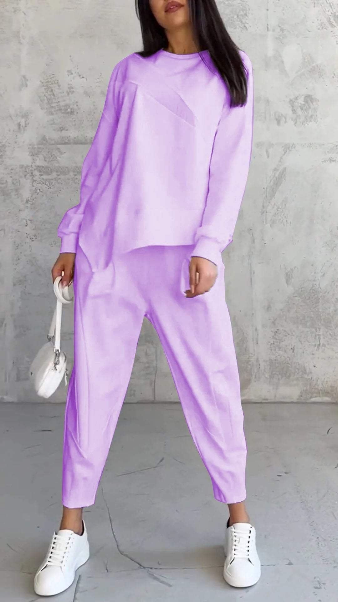 Crew neck irregular sweatshirt set