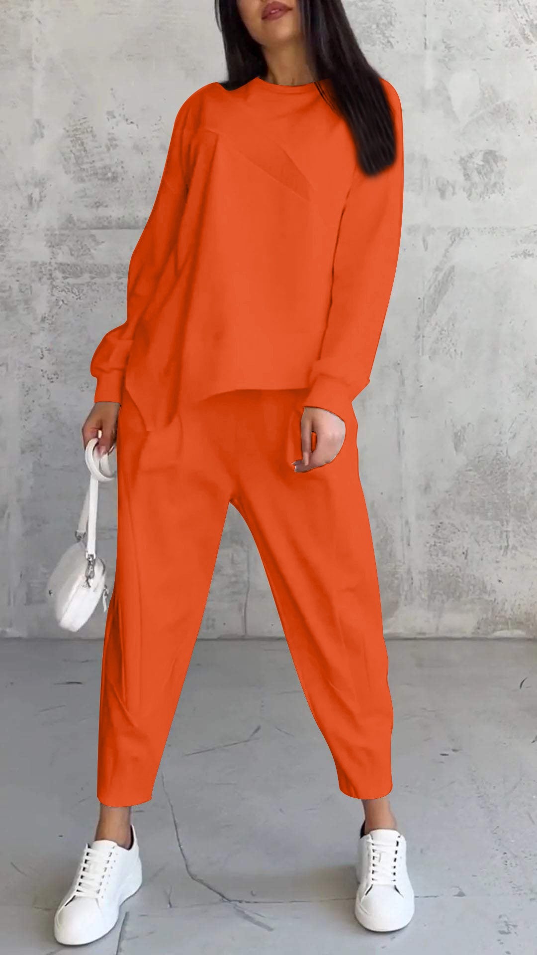 Crew neck irregular sweatshirt set