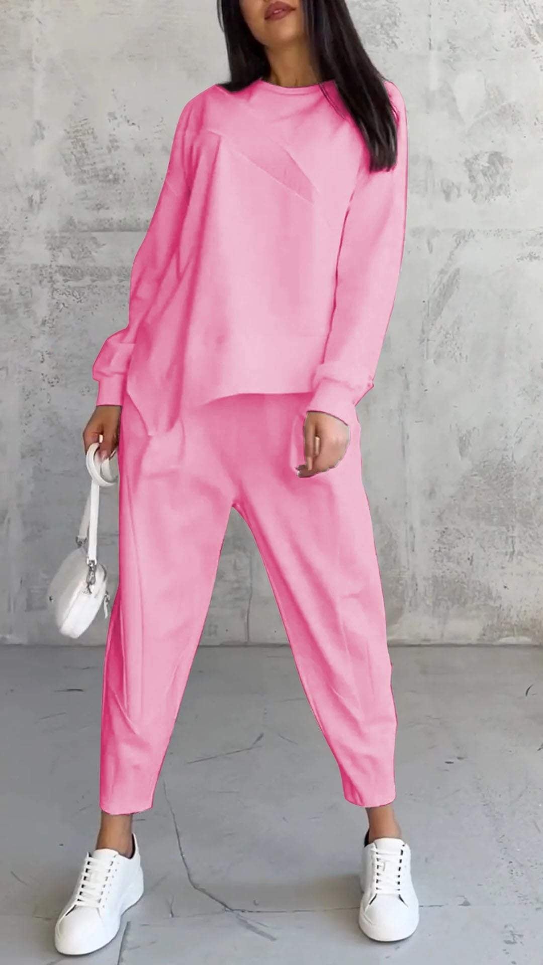 Crew neck irregular sweatshirt set