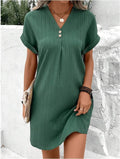 Solid color comfortable casual button dress