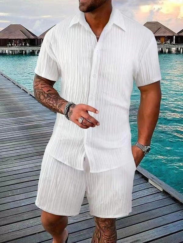Casual shirt and short-sleeved beach pants set