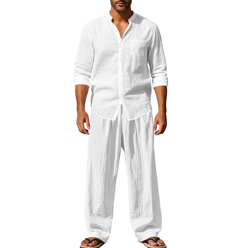 All-season linen men's casual loose breathable beach suit