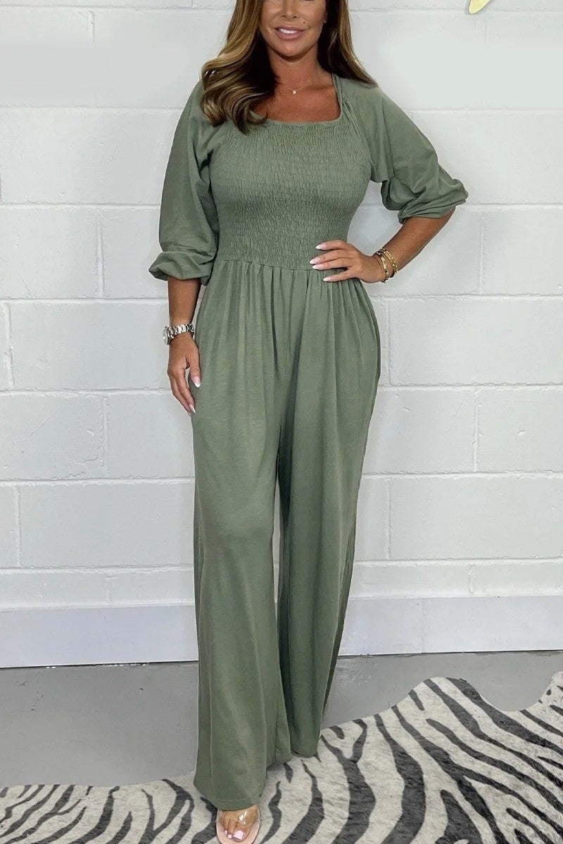 Summer casual solid color jumpsuit