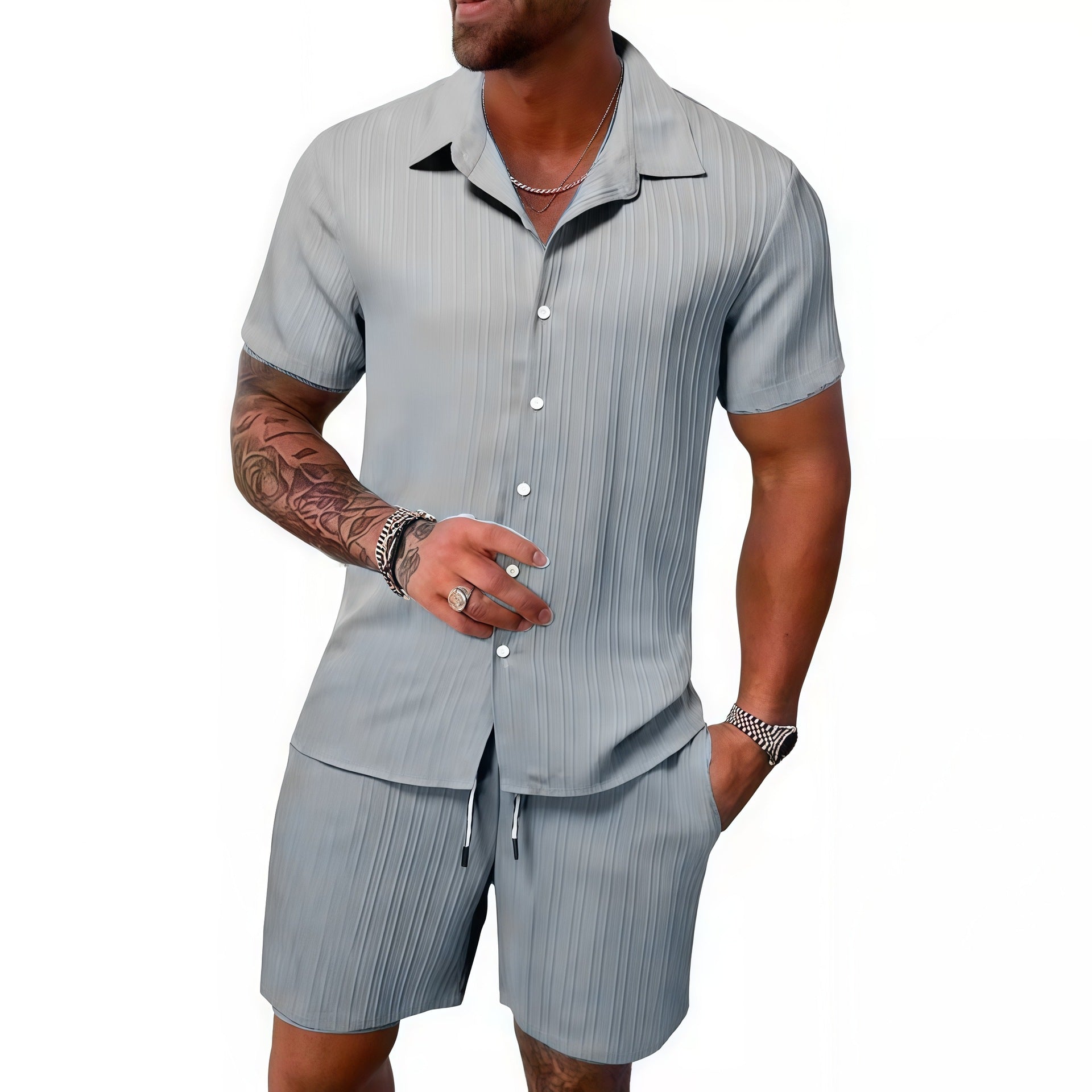 Casual shirt and short-sleeved beach pants set