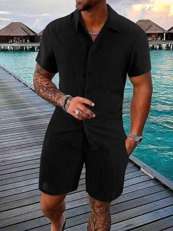 Casual shirt and short-sleeved beach pants set