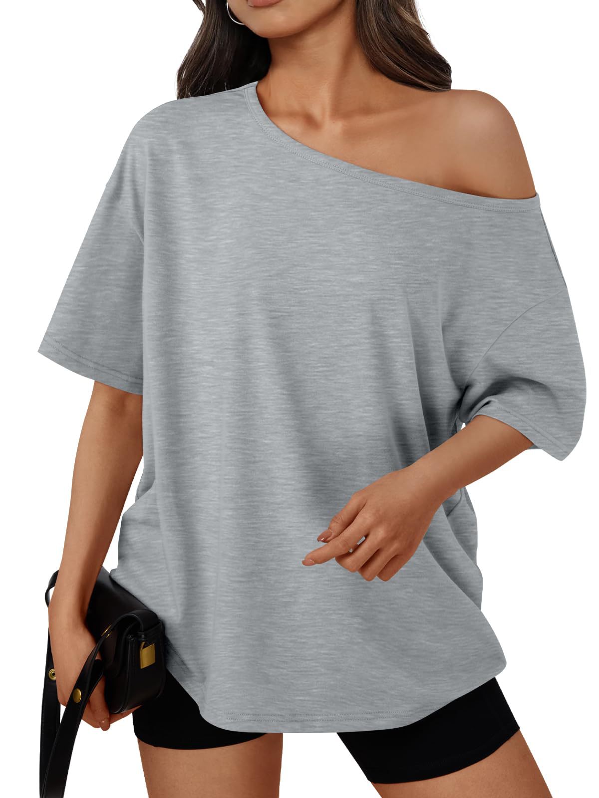 Off-shoulder top, loose short-sleeved T-shirt