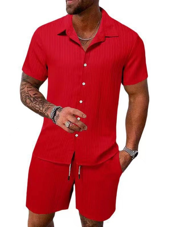 Casual shirt and short-sleeved beach pants set
