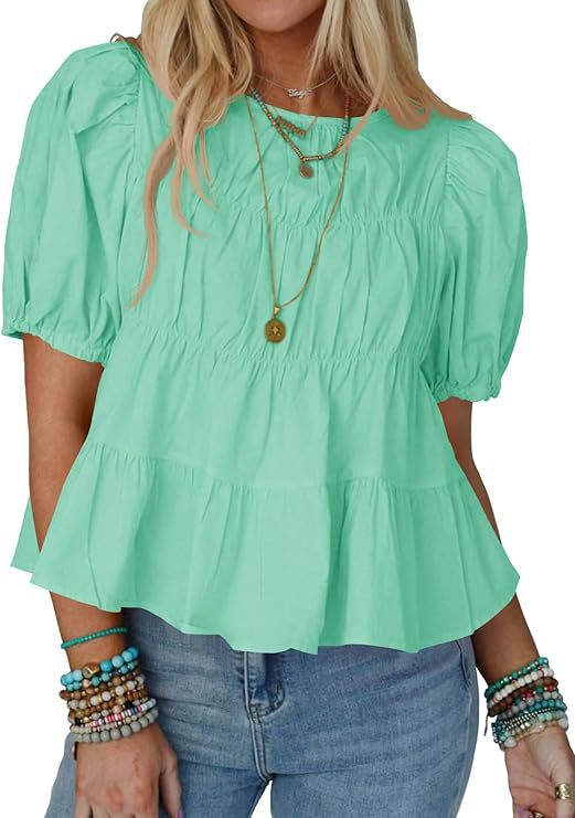 Loose-fitting, casual A-line pleated fashion top