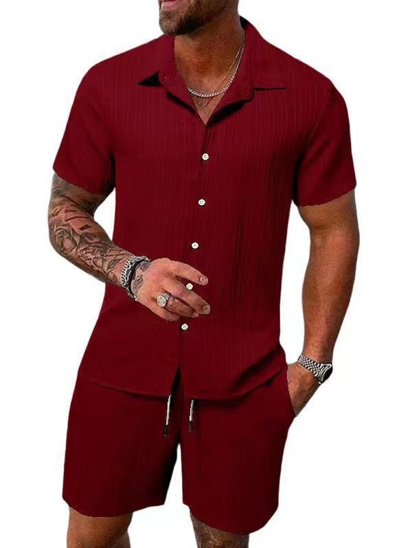Casual shirt and short-sleeved beach pants set
