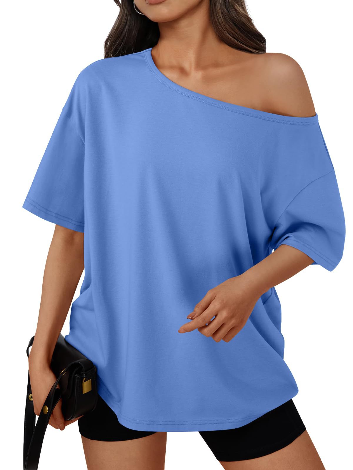 Off-shoulder top, loose short-sleeved T-shirt