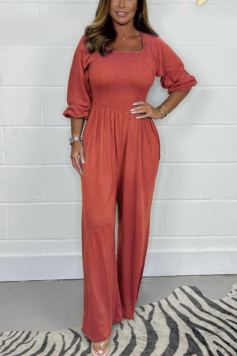 Summer casual solid color jumpsuit