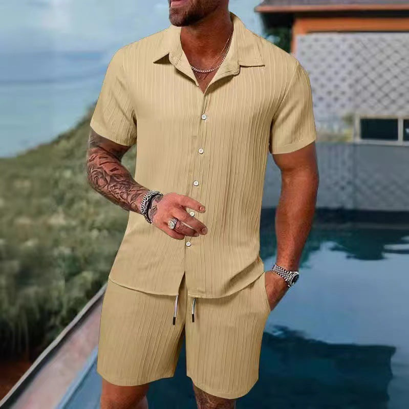 Casual shirt and short-sleeved beach pants set
