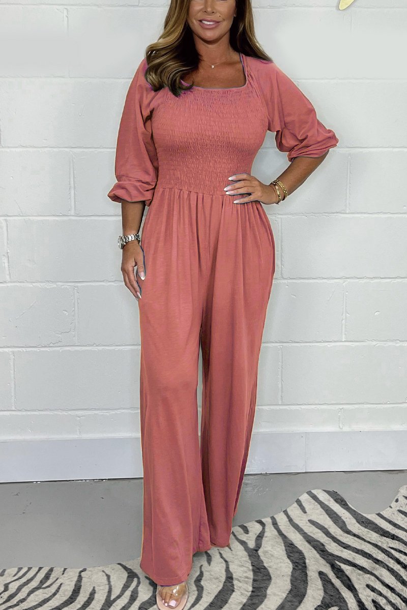 Summer casual solid color jumpsuit