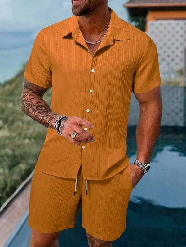 Casual shirt and short-sleeved beach pants set
