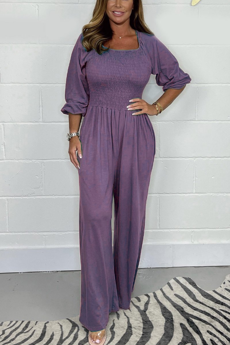 Summer casual solid color jumpsuit