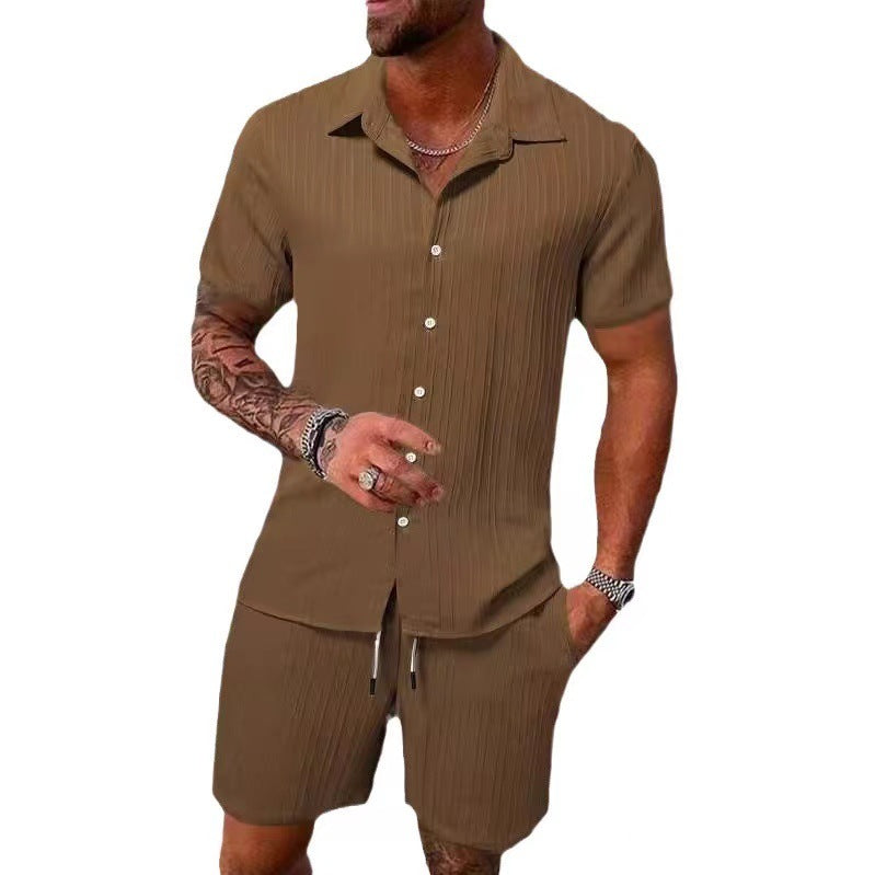 Casual shirt and short-sleeved beach pants set