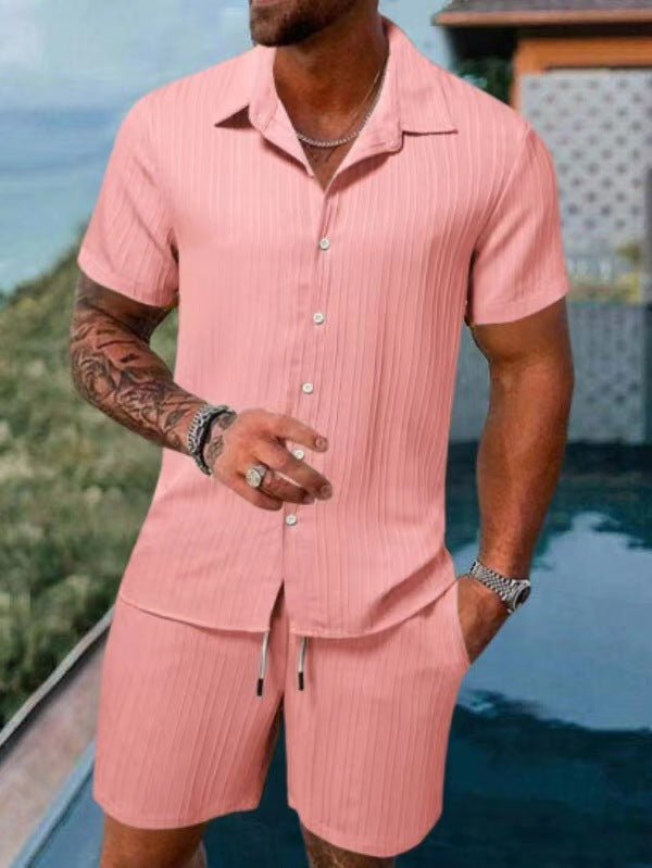Casual shirt and short-sleeved beach pants set