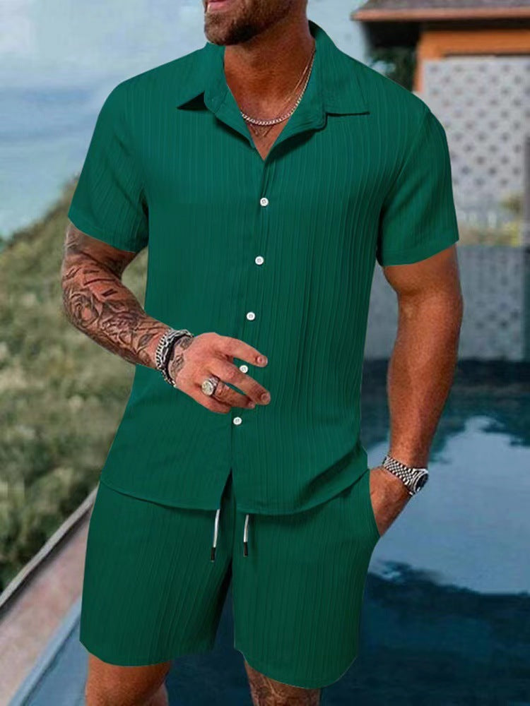 Casual shirt and short-sleeved beach pants set