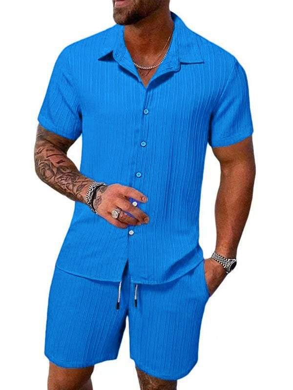 Casual shirt and short-sleeved beach pants set