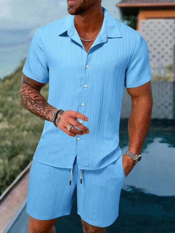 Casual shirt and short-sleeved beach pants set