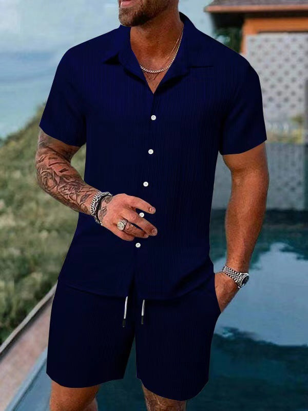 Casual shirt and short-sleeved beach pants set