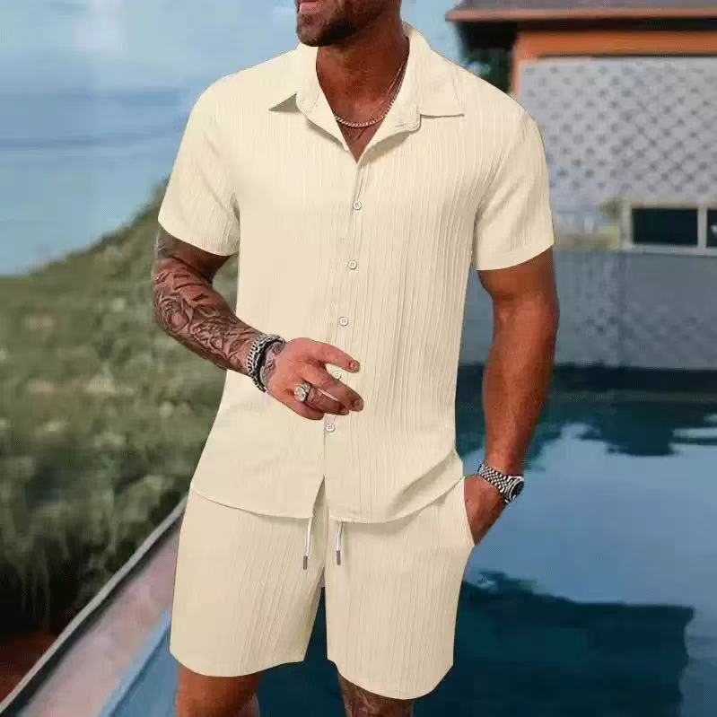 Casual shirt and short-sleeved beach pants set