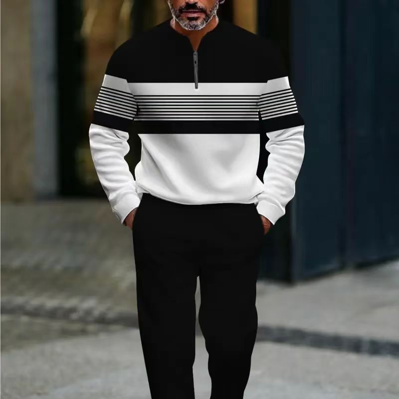 👕 Enjoy 30% off now! 🔥 Men's printed pullover and trousers set 👖