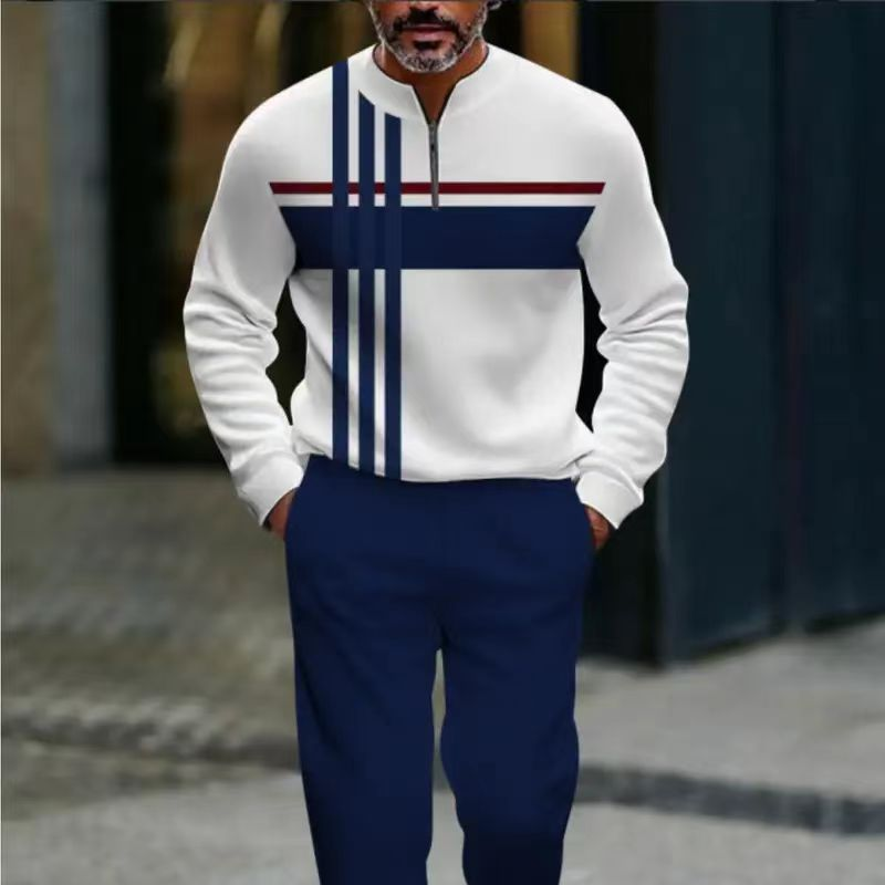 👕 Enjoy 30% off now! 🔥 Men's printed pullover and trousers set 👖