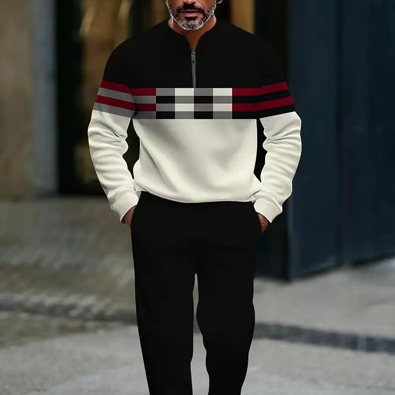 👕 Enjoy 30% off now! 🔥 Men's printed pullover and trousers set 👖