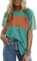Crew neck casual striped short-sleeved T-shirt